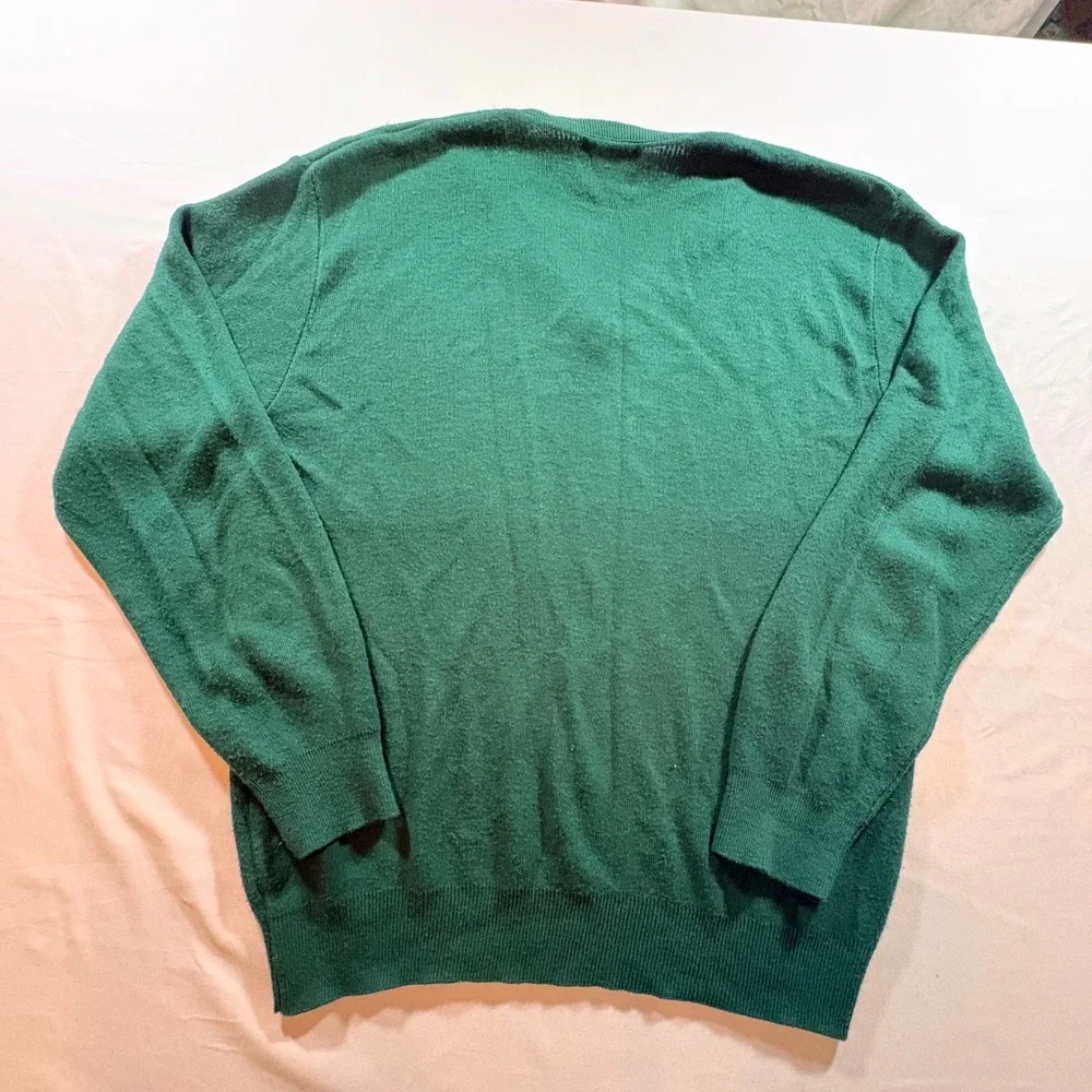 Jantzen V-Neck Sweater Mens XL Green Vintage Made in USA Knit Pullover Classic